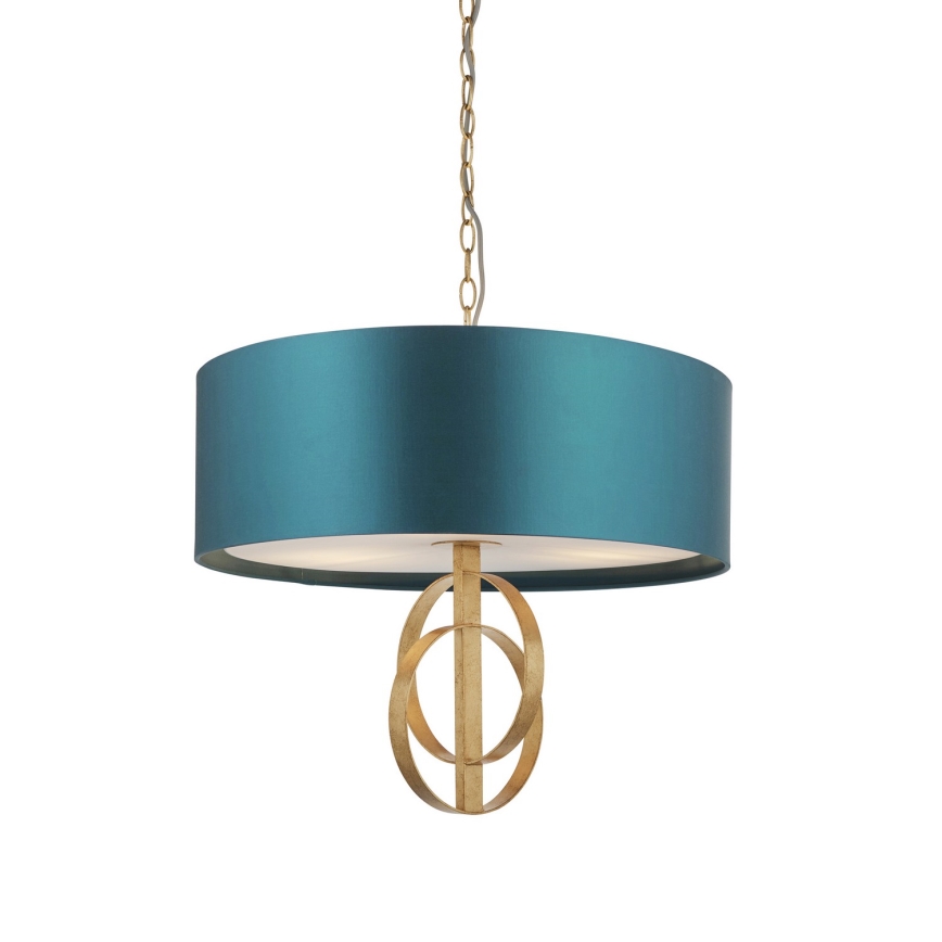 Endon 95220 - Luster na lancu 3xE27/10W/230V Ø 60 cm plava/mesing