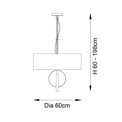 Endon 95220 - Luster na lancu 3xE27/10W/230V Ø 60 cm plava/mesing