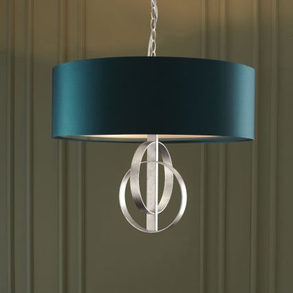 Endon 95224 - Luster na lancu 3xE27/10W/230V Ø 60 cm plava/siva