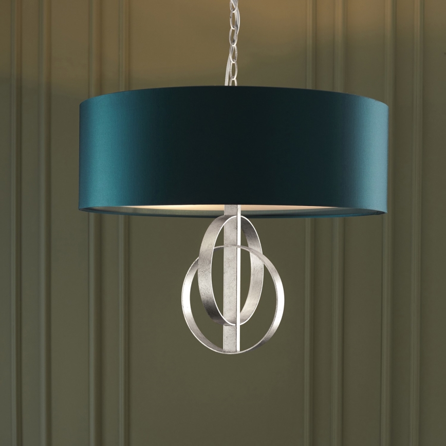 Endon 95224 - Luster na lancu 3xE27/10W/230V Ø 60 cm plava/siva