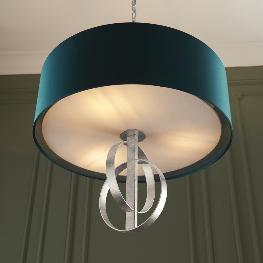 Endon 95224 - Luster na lancu 3xE27/10W/230V Ø 60 cm plava/siva