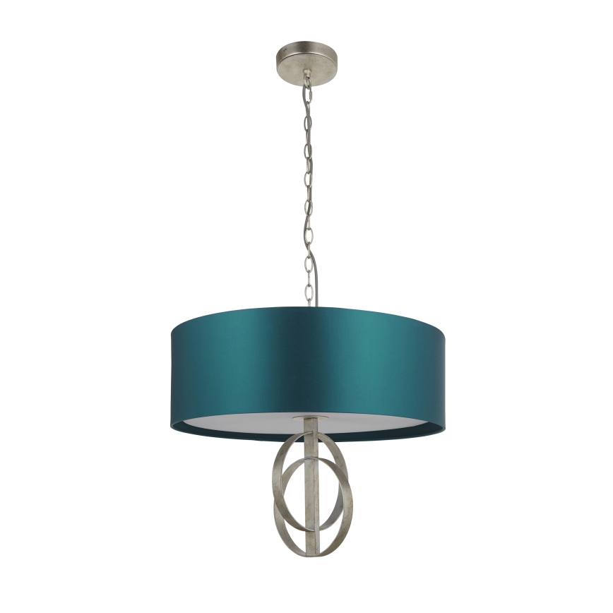Endon 95224 - Luster na lancu 3xE27/10W/230V Ø 60 cm plava/siva