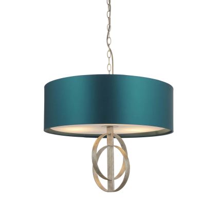 Endon 95224 - Luster na lancu 3xE27/10W/230V Ø 60 cm plava/siva