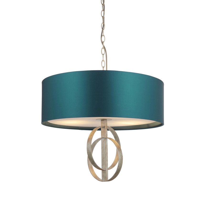Endon 95224 - Luster na lancu 3xE27/10W/230V Ø 60 cm plava/siva