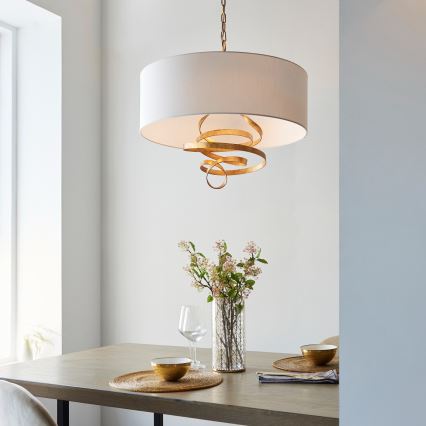 Endon 95268 - Luster na lancu 3xE14/6W/230V Ø 60 cm bijela/mesing