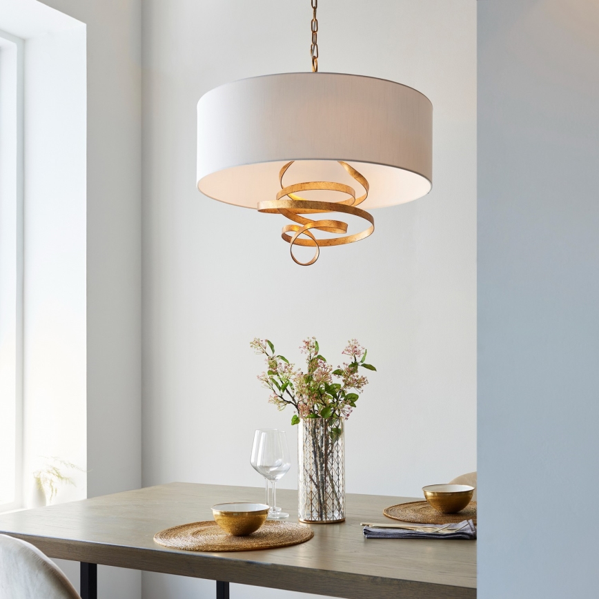 Endon 95268 - Luster na lancu 3xE14/6W/230V Ø 60 cm bijela/mesing
