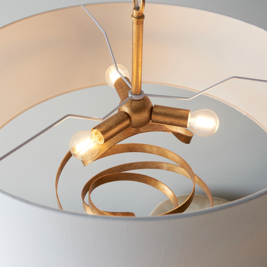 Endon 95268 - Luster na lancu 3xE14/6W/230V Ø 60 cm bijela/mesing