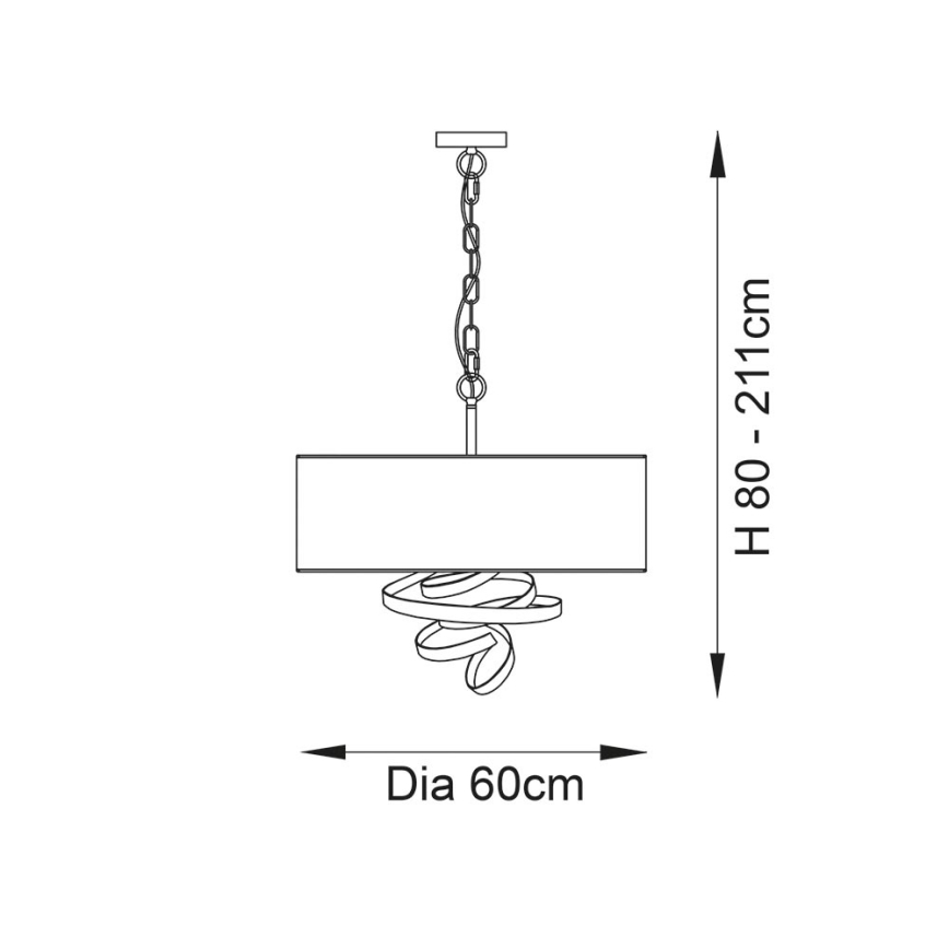 Endon 95268 - Luster na lancu 3xE14/6W/230V Ø 60 cm bijela/mesing