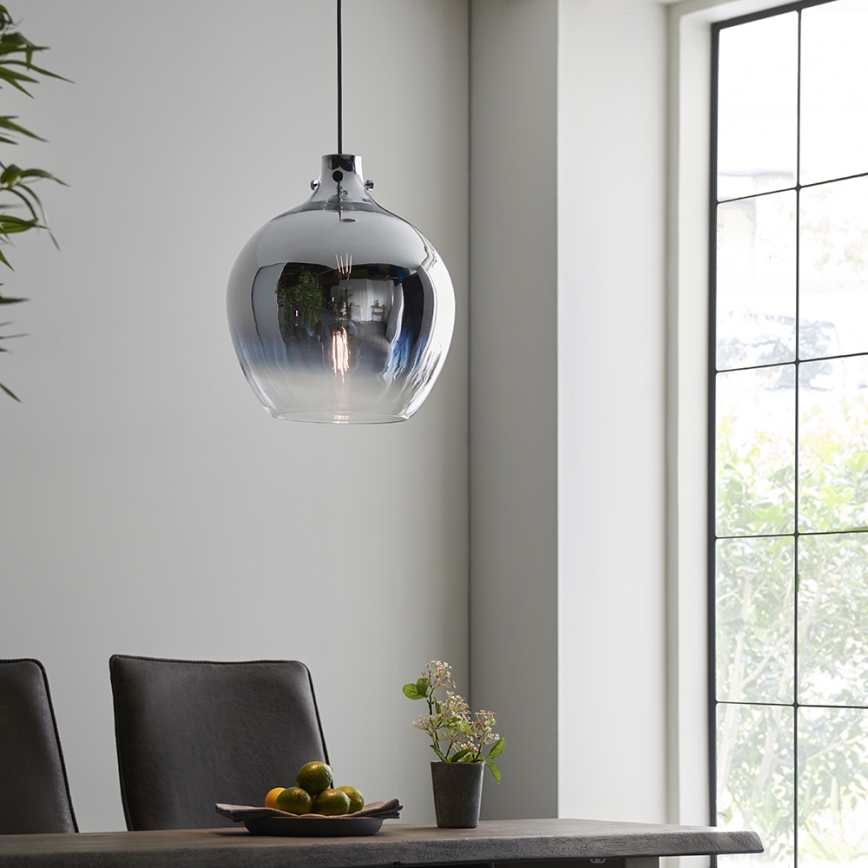 Endon 96442 - Luster na sajli PANTHER 1xE27/10W/230V sjajni krom/dimna