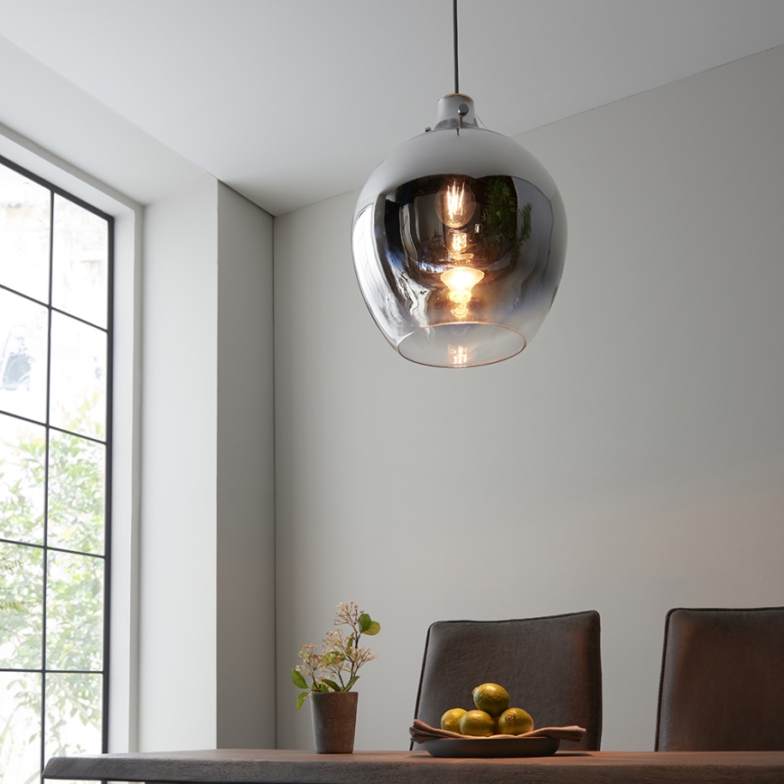 Endon 96442 - Luster na sajli PANTHER 1xE27/10W/230V sjajni krom/dimna