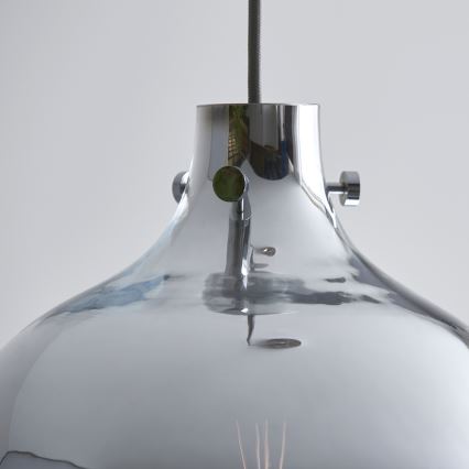Endon 96442 - Luster na sajli PANTHER 1xE27/10W/230V sjajni krom/dimna