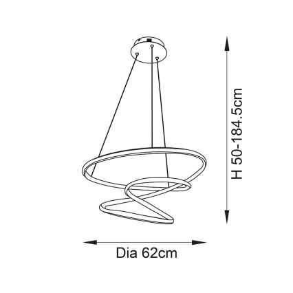 Endon 97632 - LED luster na sajli DUNE LED/47,5W/230V 3000K crna