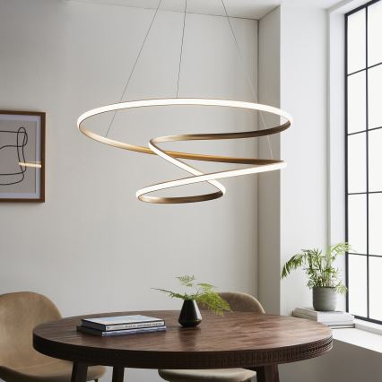 Endon 97639 - LED luster TWIRL s možností prigušivanja na kabelu LED/88W/230V 3000K zlatna