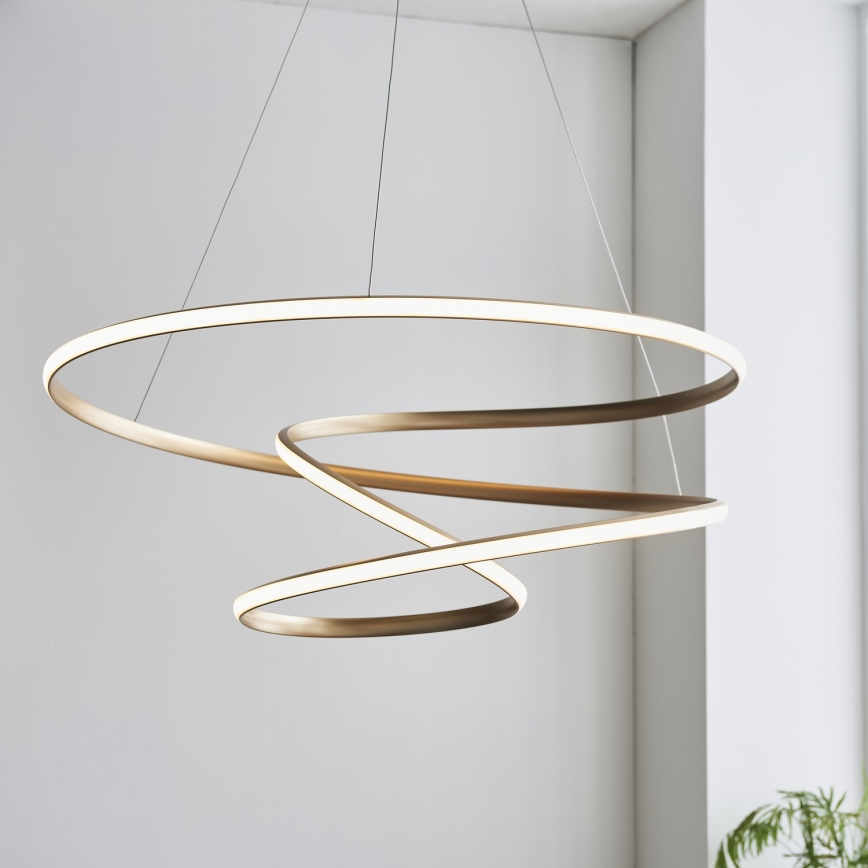 Endon 97639 - LED luster TWIRL s možností prigušivanja na kabelu LED/88W/230V 3000K zlatna