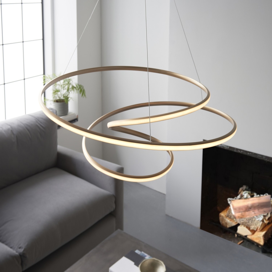 Endon 97639 - LED luster TWIRL s možností prigušivanja na kabelu LED/88W/230V 3000K zlatna