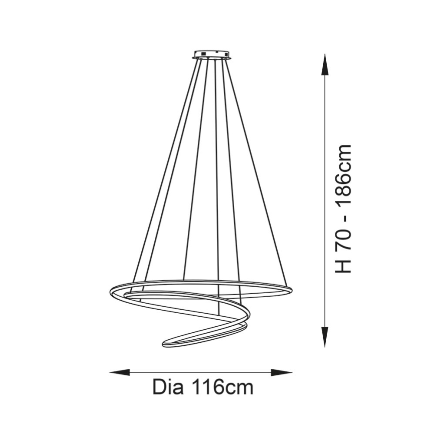 Endon 97645 - Zatemnjivi LED luster na sajli TWIRL LED/131W/230V 3000K zlatni