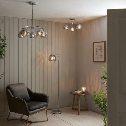 Endon 97971 - Površinski montiran stropni luster DIMPLE 3xE14/25W/230V sjajni krom/dimno siva