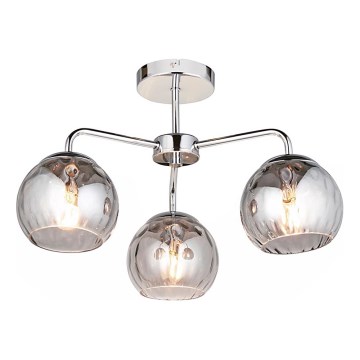 Endon 97971 - Stropni luster DIMPLE 3xE14/7W/230V sjajni krom/zadimljeno-siva
