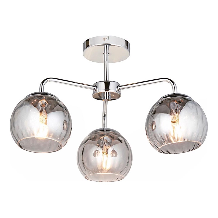Endon 97971 - Stropni luster DIMPLE 3xE14/7W/230V sjajni krom/zadimljeno-siva