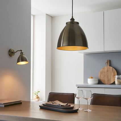 Endon 98744 - Luster na kabelu FRANKLIN 1xE27/10W/230V mesing
