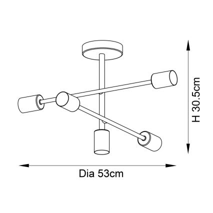 Endon 98786 - Luster na štapu SOHAN 5xE27/10W/230V mesing