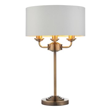 Endon 98932 - Stolna lampa HIGHCLERE 3xE14/18W/230V bijela/mesing, promjer 32 cm