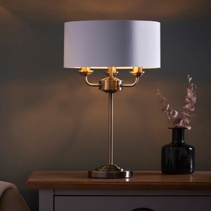 Endon 98932 - Stolna lampa HIGHCLERE 3xE14/18W/230V bijela/mesing, promjer 32 cm