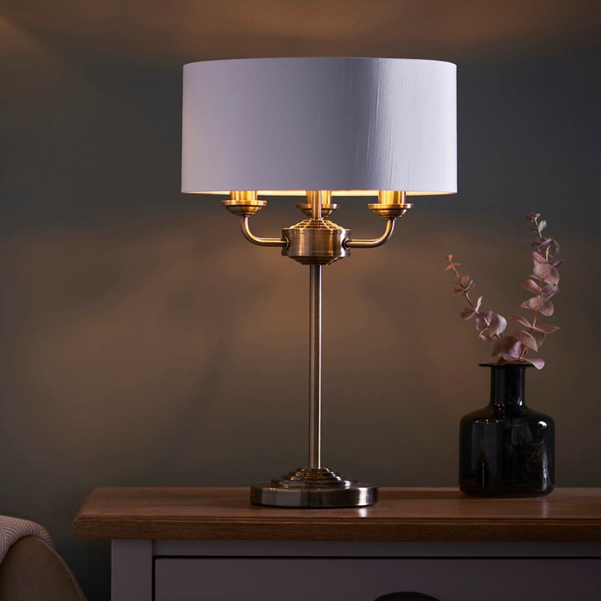 Endon 98932 - Stolna lampa HIGHCLERE 3xE14/18W/230V bijela/mesing, promjer 32 cm