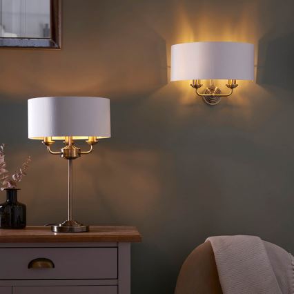 Endon 98932 - Stolna lampa HIGHCLERE 3xE14/18W/230V bijela/mesing, promjer 32 cm