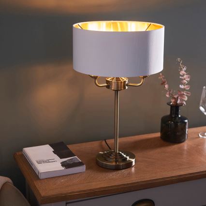 Endon 98932 - Stolna lampa HIGHCLERE 3xE14/18W/230V bijela/mesing, promjer 32 cm