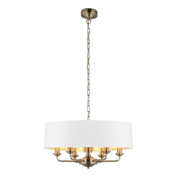 Endon 98933 - Luster na lancu HIGHCLERE 6xE14/40W/230V bijela/mesing