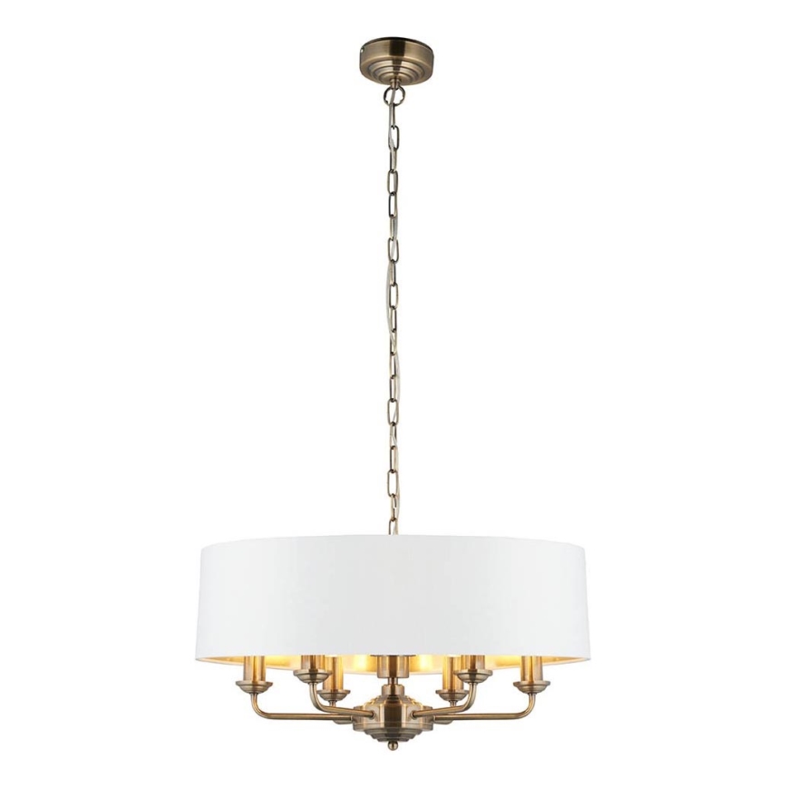 Endon 98933 - Luster na lancu HIGHCLERE 6xE14/40W/230V bijela/mesing