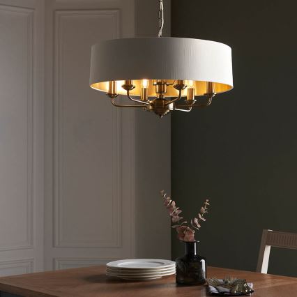 Endon 98933 - Luster na lancu HIGHCLERE 6xE14/40W/230V bijela/mesing
