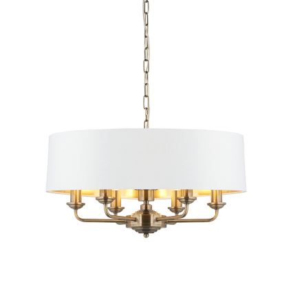 Endon 98933 - Luster na lancu HIGHCLERE 6xE14/40W/230V bijela/mesing