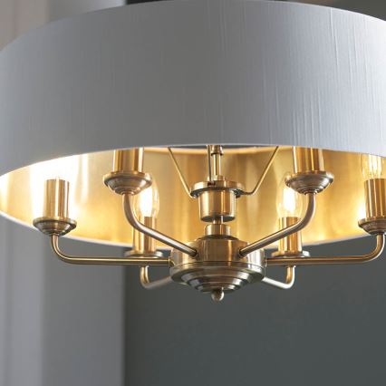 Endon 98933 - Luster na lancu HIGHCLERE 6xE14/40W/230V bijela/mesing