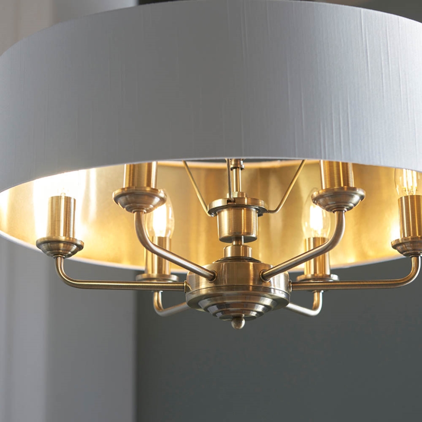 Endon 98933 - Luster na lancu HIGHCLERE 6xE14/40W/230V bijela/mesing