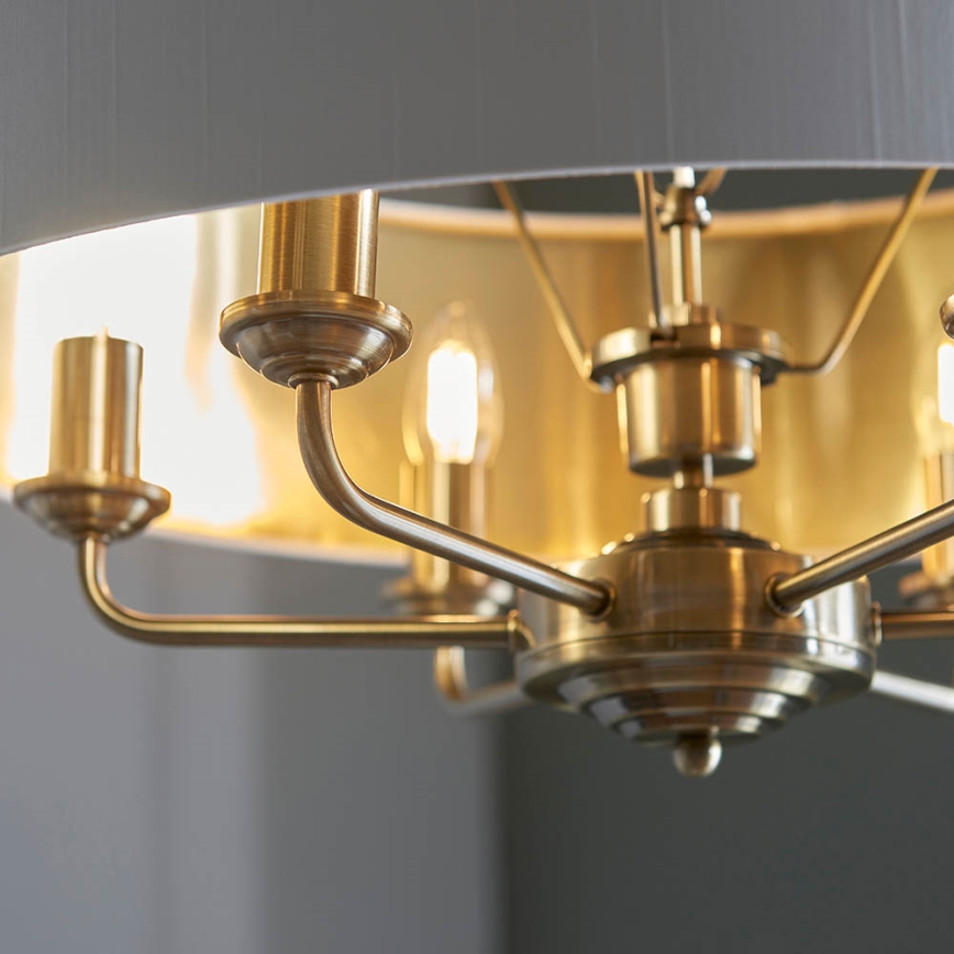 Endon 98933 - Luster na lancu HIGHCLERE 6xE14/40W/230V bijela/mesing