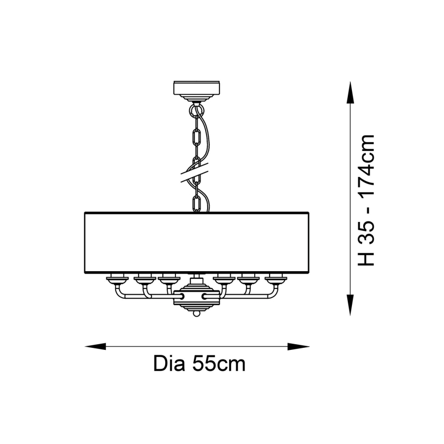 Endon 98933 - Luster na lancu HIGHCLERE 6xE14/40W/230V bijela/mesing