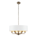 Endon 98933 - Luster na lancu HIGHCLERE 6xE14/40W/230V bijela/mesing pr. 55 cm