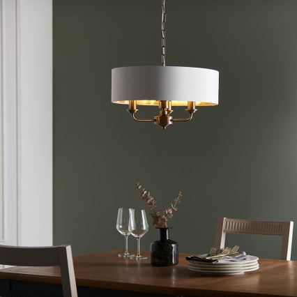 Endon 98934 - Luster na lancu HIGHCLERE 3xE14/40W/230V bijela/mesing