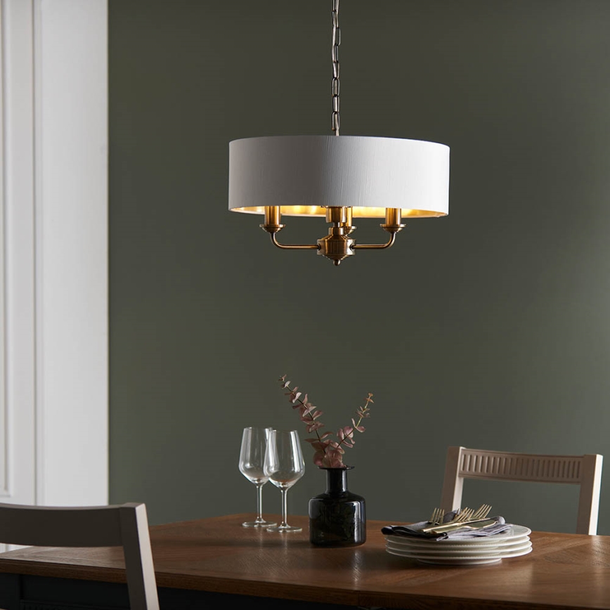 Endon 98934 - Luster na lancu HIGHCLERE 3xE14/40W/230V bijela/mesing