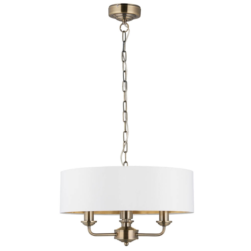 Endon 98934 - Luster na lancu HIGHCLERE 3xE14/40W/230V bijela/mesing