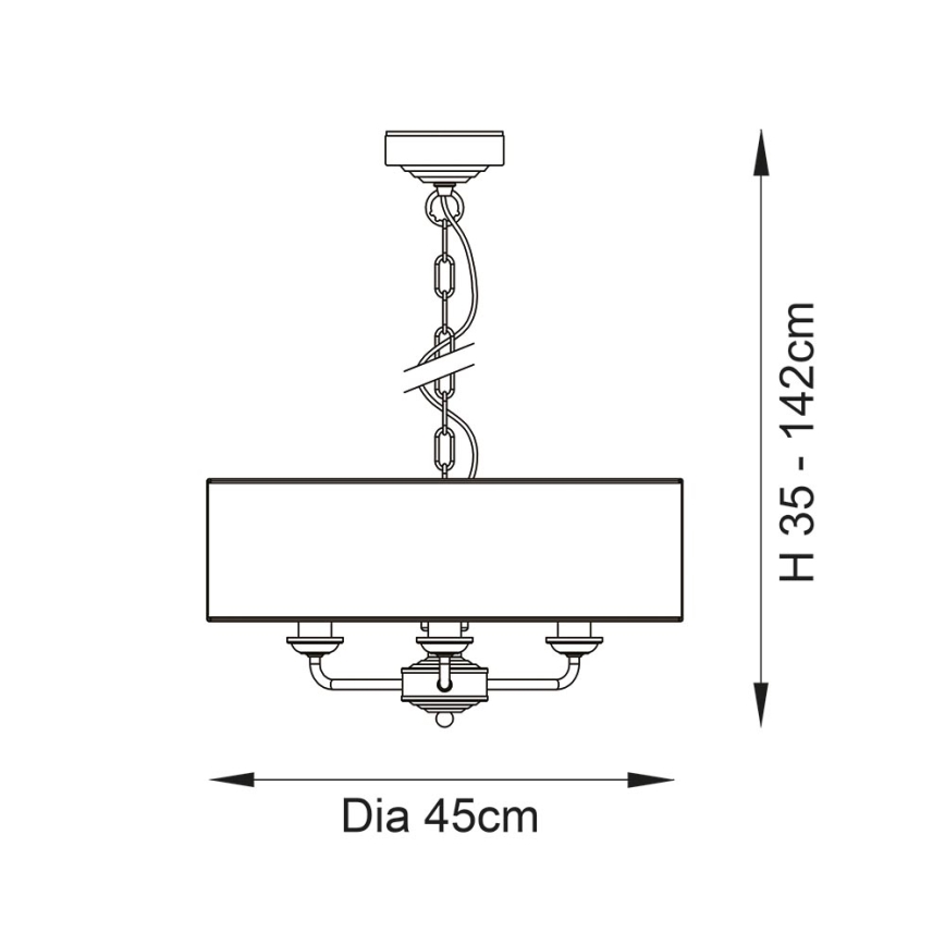 Endon 98934 - Luster na lancu HIGHCLERE 3xE14/40W/230V bijela/mesing
