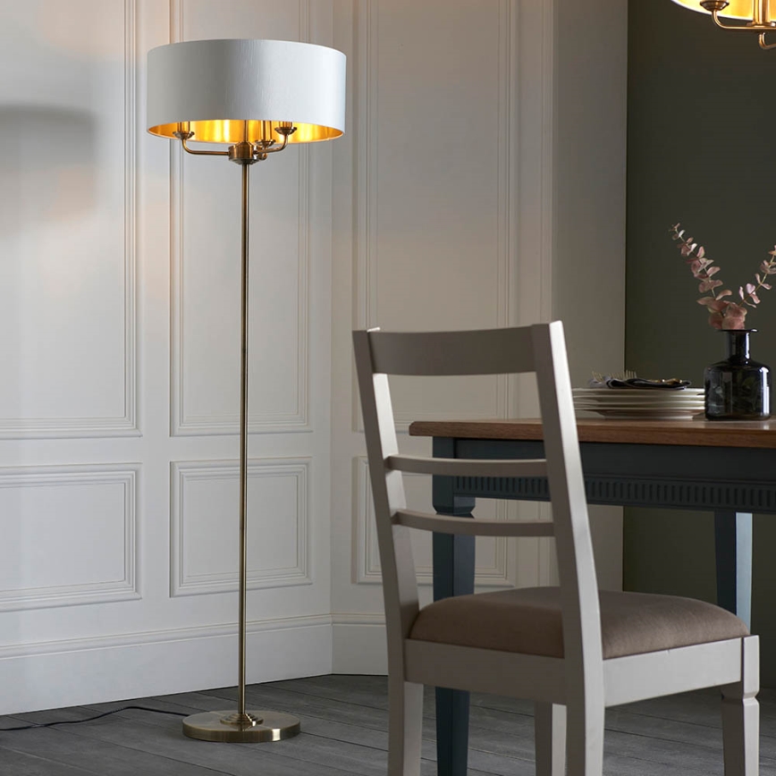Endon 98935 - Podna lampa HIGHCLERE 3xE14/40W/230V bijela/mesing pr. 47 cm