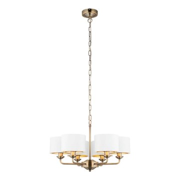Endon 98936 - Luster na lancu HIGHCLERE 6xE14/28W/230V bijela/mesing