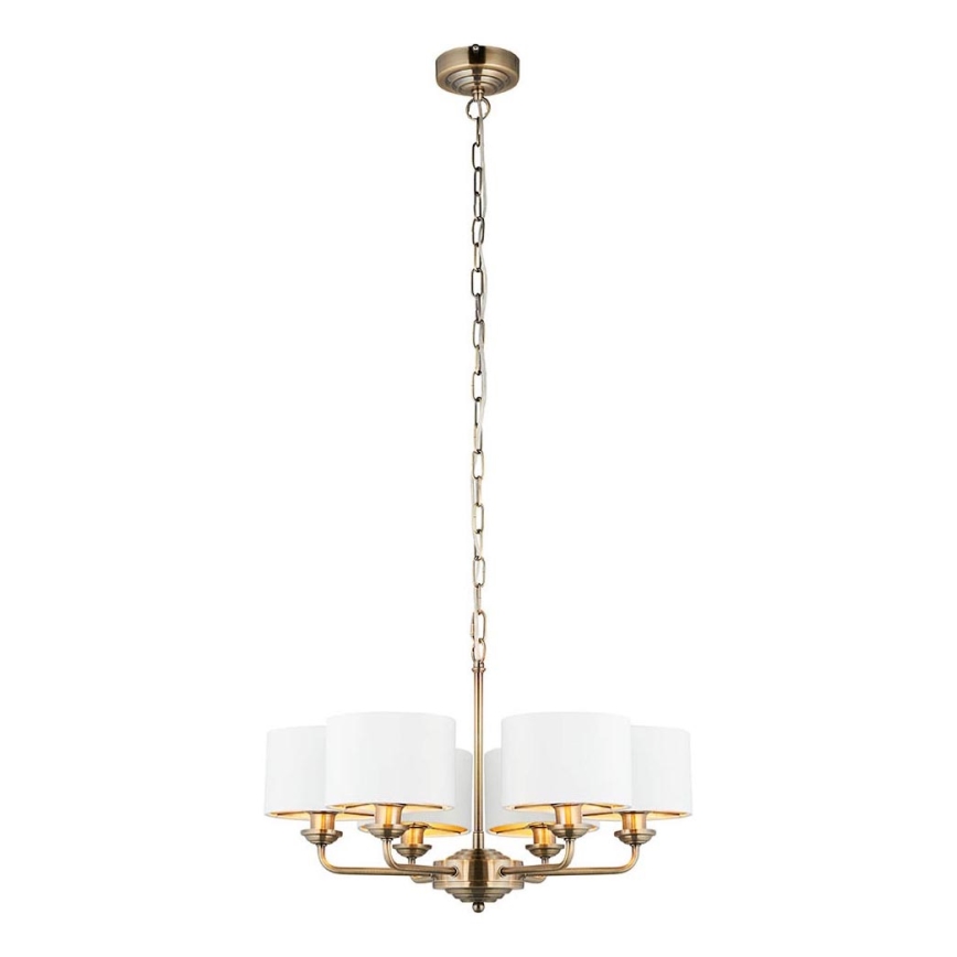 Endon 98936 - Luster na lancu HIGHCLERE 6xE14/28W/230V bijela/mesing