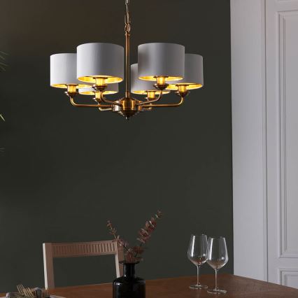 Endon 98936 - Luster na lancu HIGHCLERE 6xE14/28W/230V bijela/mesing