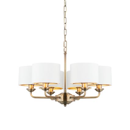 Endon 98936 - Luster na lancu HIGHCLERE 6xE14/28W/230V bijela/mesing