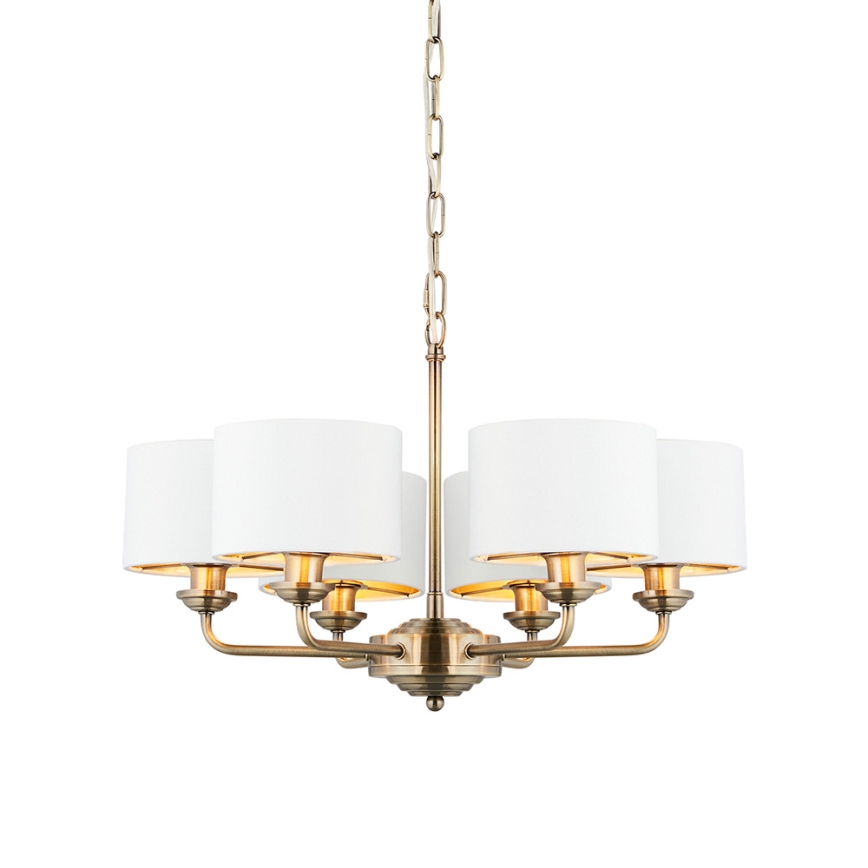 Endon 98936 - Luster na lancu HIGHCLERE 6xE14/28W/230V bijela/mesing