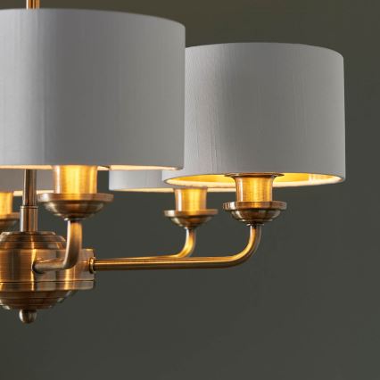 Endon 98936 - Luster na lancu HIGHCLERE 6xE14/28W/230V bijela/mesing